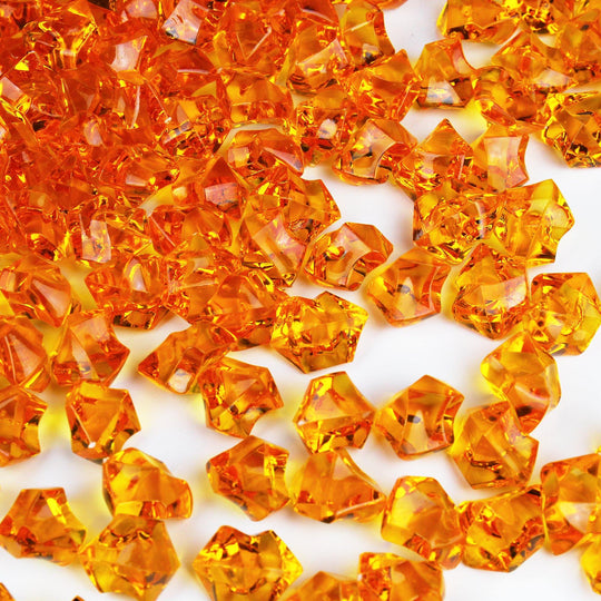 25 LBS Orange Acrylic Vase Filler Crushed Ice D-0.8"-1.2" (Approx 4500 pcs)