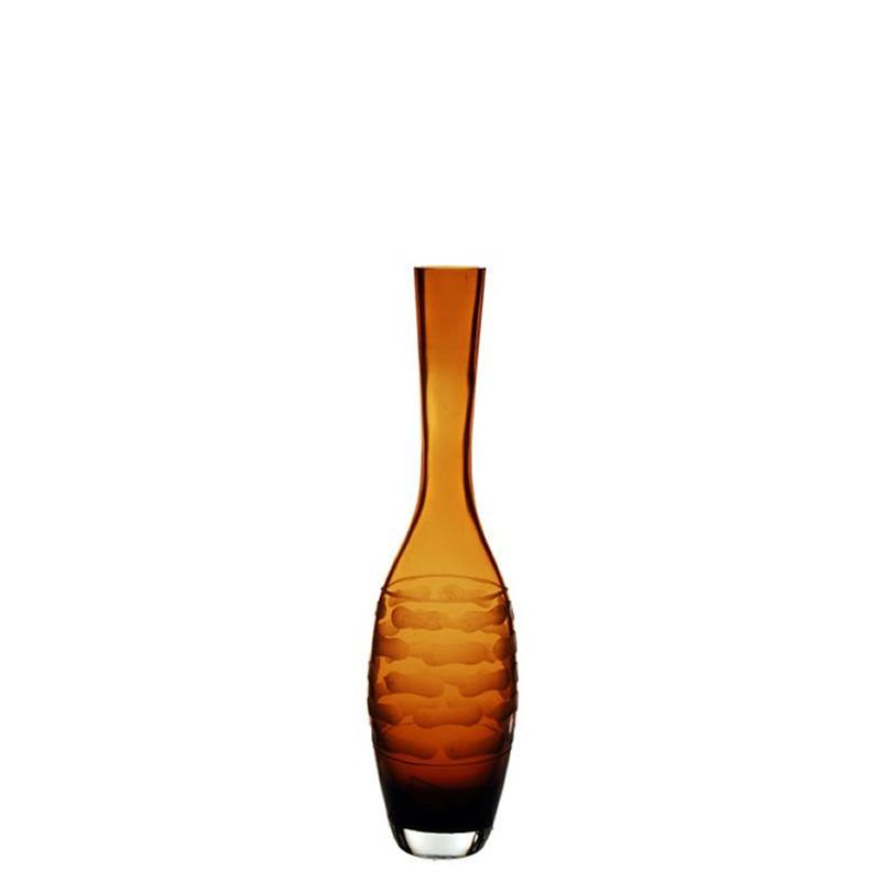 Teardrop Decorative Vase with Elegance Carve, Olive Green. H-14.5"-1 Case(6 pcs) - Modern Vase and Gift