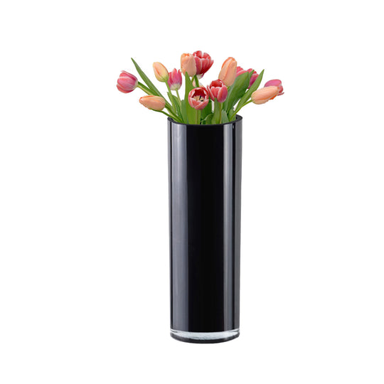 12 PCS Black Glass Cylinder Vase D-4" H-12"