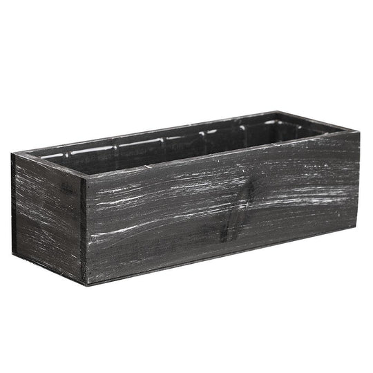 12 PCS Black Wooden Plant Box with Plastic Liner O-13"X5" H-4"