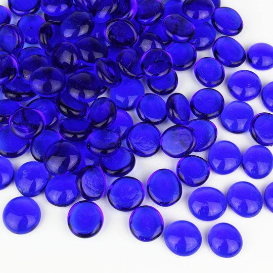 Pack of 30 LBS Blue Glass Vase Filler for home decor Beads Flat Gem Stone D-0.6"