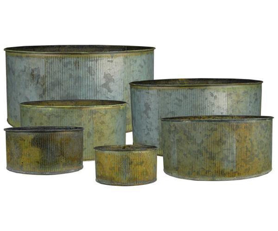 Pack of 12 SETS Rustic Steel Zinc Metal Wide Cylinder Planter Vases Set of 6