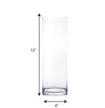 Clear Glass Cylinder Vase D-4" H-12" - Pack of 4 PCS - Modern Vase and Gift