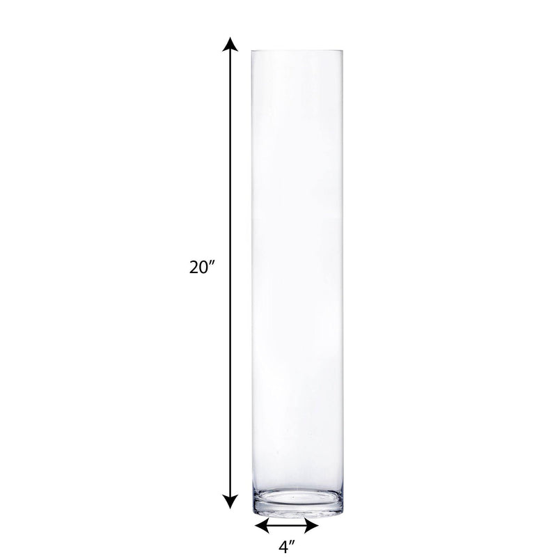 Clear Glass Cylinder Vase D-4" H-20" - Pack of 4 PCS - Modern Vase and Gift