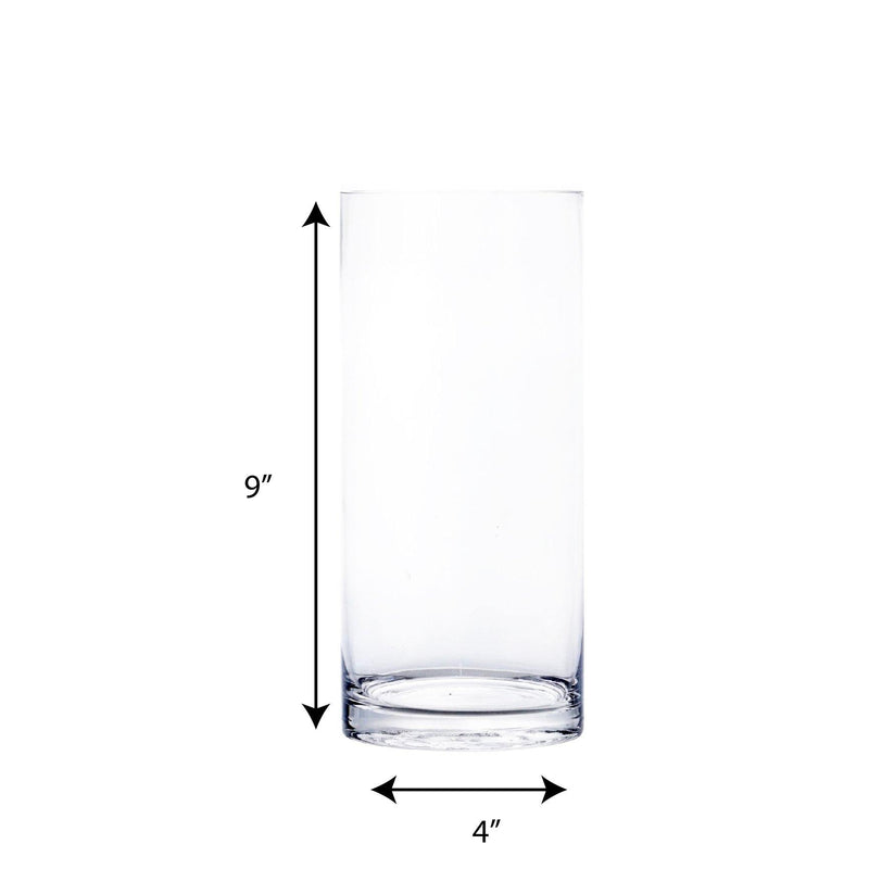 Clear Glass Cylinder Vase D-4" H-9" - Pack of 12 PCS - Modern Vase and Gift