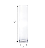 Clear Glass Cylinder Vase D-4" H-16" - Pack of 4 PCS - Modern Vase and Gift