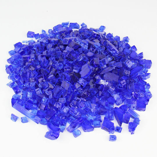 Pack of 30 LBS Blue Tempered Glass Non-Reflective Fire Glass 0.5"