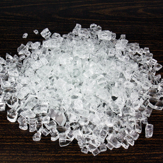 Pack of 30 LBS Clear Tempered Glass Non-Reflective Fire Glass 0.5"