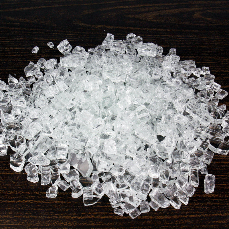 Clear Tempered Glass Non-Reflective Fire Glass 0.5" - Pack of 30 LBS - Modern Vase and Gift