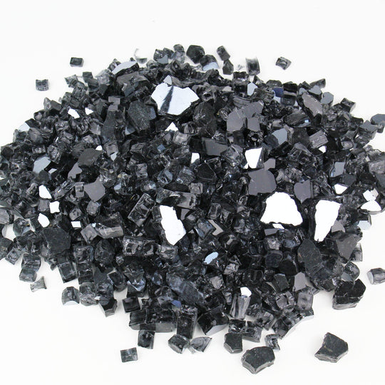 Pack of 30 LBS Black Tempered Glass Reflective Fire Glass 0.5"
