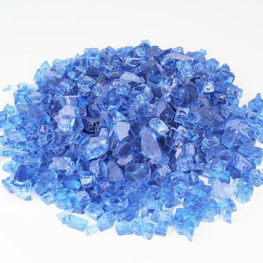 Pacific Blue Tempered Glass Non-Reflective Fire Glass 0.5" - Pack of 30 LBS