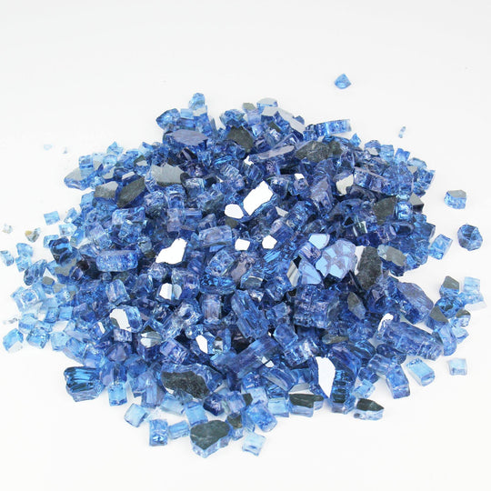 Pacific Blue Tempered Glass Reflective Fire Glass 0.5" - Pack of 30 LBS