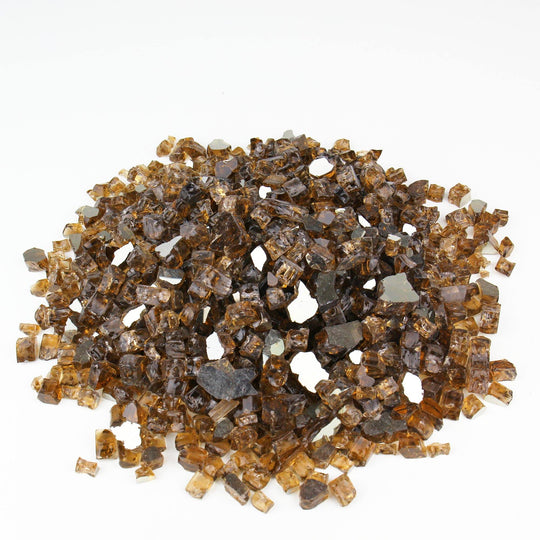 Pack of 30 LBS Gold Tea Tempered Glass Reflective Fire Glass 0.5"