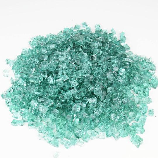 Pack of 30 LBS Light Green Tempered Glass Non-Reflective Fire Glass 0.5"
