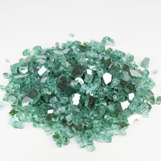 Pack of 30 LBS Light Green Tempered Glass Reflective Fire Glass 0.5"