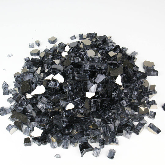 Pack of 30 LBS Dark Gray Tempered Glass Reflective Fire Glass 0.5"