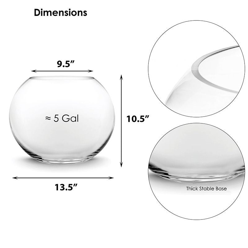 Clear Glass Bubble Bowl H-11" O-7.8" D-14" - Pack of 2 PCS - Modern Vase and Gift
