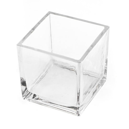 12 PCS Clear Glass Cube Vase Sides-5"