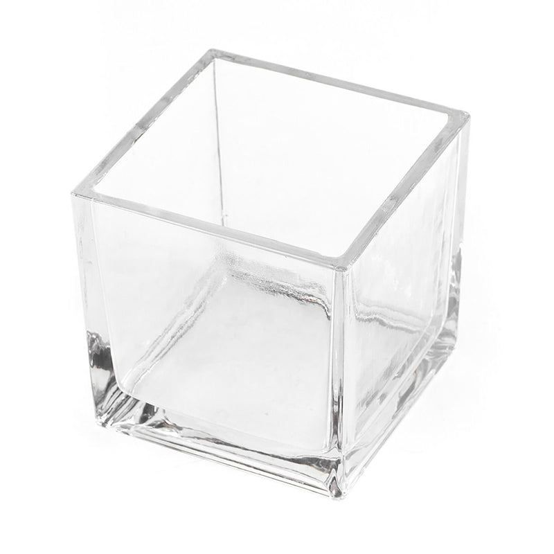 Clear Glass Cube Vase Sides-6" - Pack of 8 PCS - Modern Vase and Gift