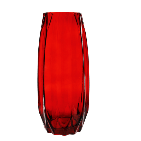 Pack of 6 PCS Red Glass Geometric Vase O-3.5" D-12"