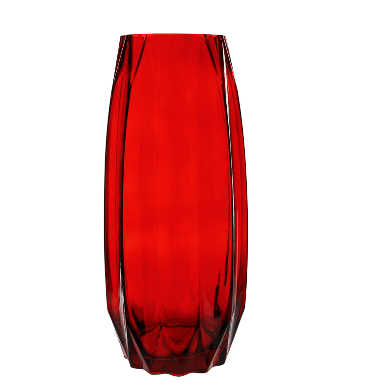 Red Glass Gemometric Vase O-3.5" D-12" - Pack of 6 PCS - Modern Vase and Gift