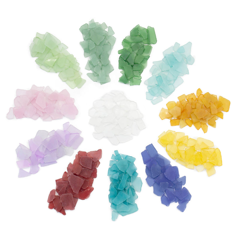 18 LBS Assorted Mix Colors Flat Sea Glass 0.5"-2" (12 Colors Mix)