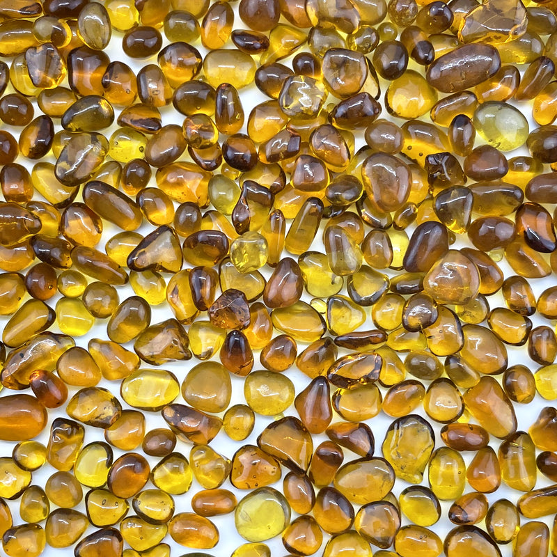 Pack of 40 LBS Amber Sea Glass Pebbles