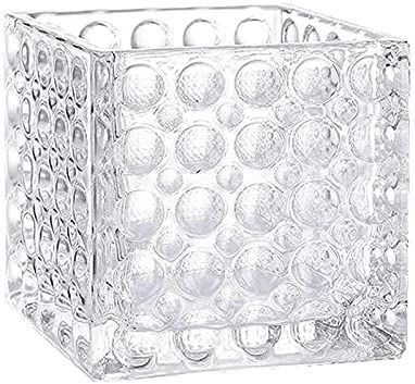Pack of 6 PCS Clear Glass Cube Dimple Vase Sides-6"
