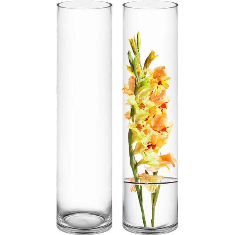 Clear Glass Cylinder Vase D-6" H-26" - Pack of 4 PCS - Modern Vase and Gift