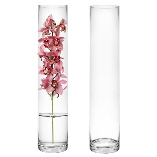 6 PCS Clear Glass Cylinder Vase D-4" H-20"