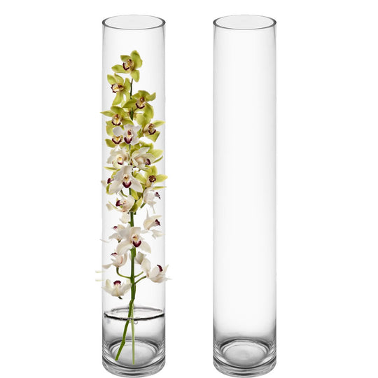 6 PCS Clear Glass Cylinder Vase D-4" H-24"