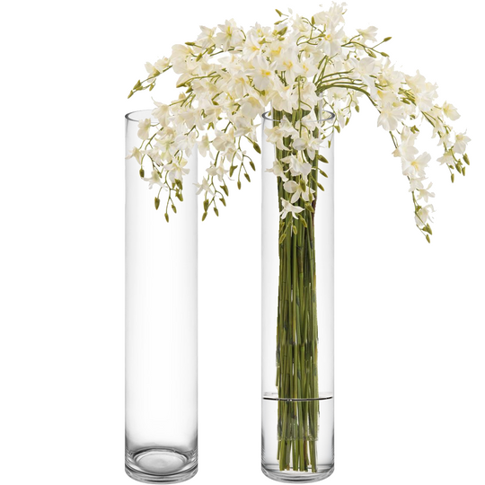 4 PCS Clear Glass Cylinder Vase D-6" H-32"