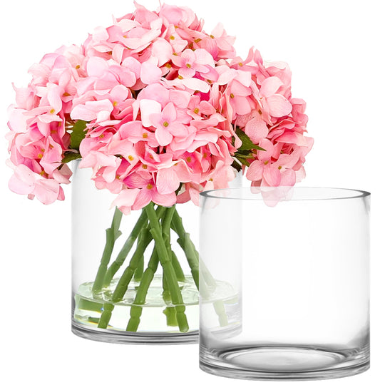 4 PCS Clear Glass Cylinder Vase D-8" H-8"