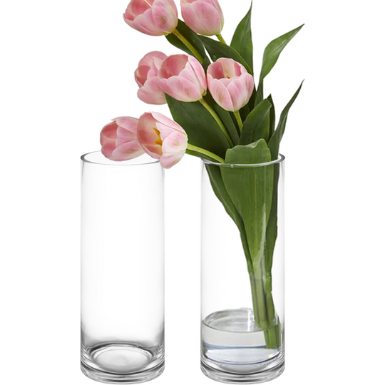 6 PCS Clear Glass Cylinder Vase D-5" H-14"