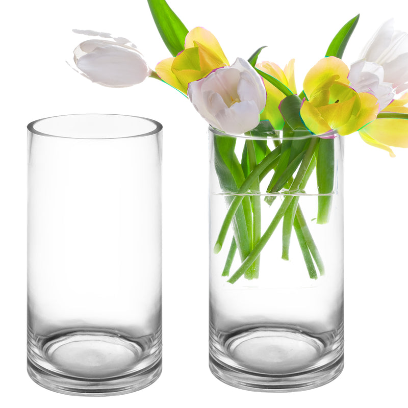 Clear Glass Cylinder Vase D-5" H-10" - Pack of 6 PCS - Modern Vase and Gift