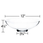 Clear Glass Footed Bowl D-12" H-4.5" - Pack of 3 PCS - Modern Vase and Gift