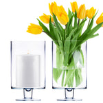 Clear Glass Contemporary Candle Holder D-6" H-10" - Pack of 6 PCS - Modern Vase and Gift