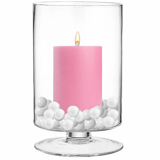 2 PCS Clear Glass Contemporary Candle Holder D-8" H-13.5"