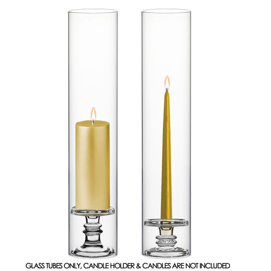 6 PCS Clear Glass Open Ended Hurricane Tube D-4.75" H-24"