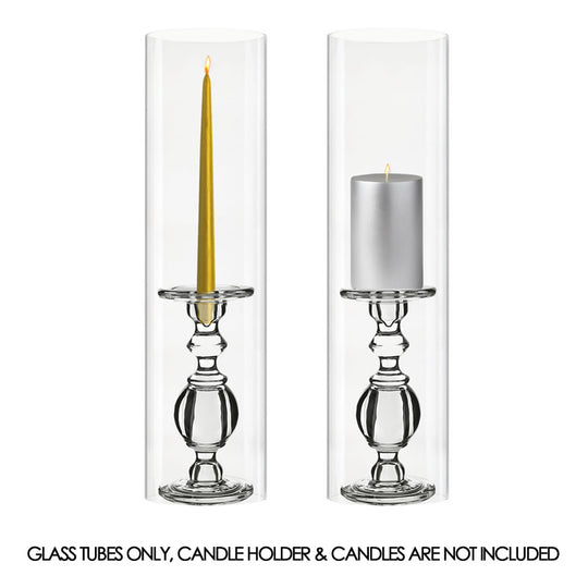 4 PCS Clear Glass Open Ended Hurricane Tube D-6" H-24"