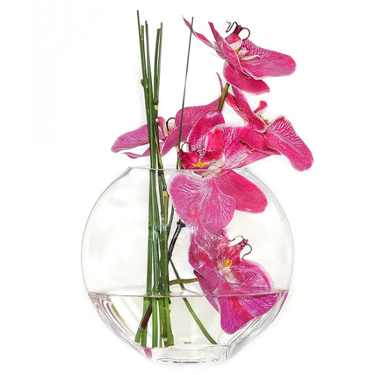 4 PCS Clear Glass Moon Shaped Oval Flat Display Bowl Vase H-7.5" W-9.25"