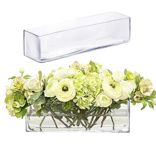 6 PCS Clear Glass Rectangle Vase O-16"X4" H-4"