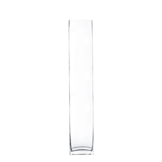 Pack of 6 PCS Clear Glass Square Vase O-3.15" H-18"