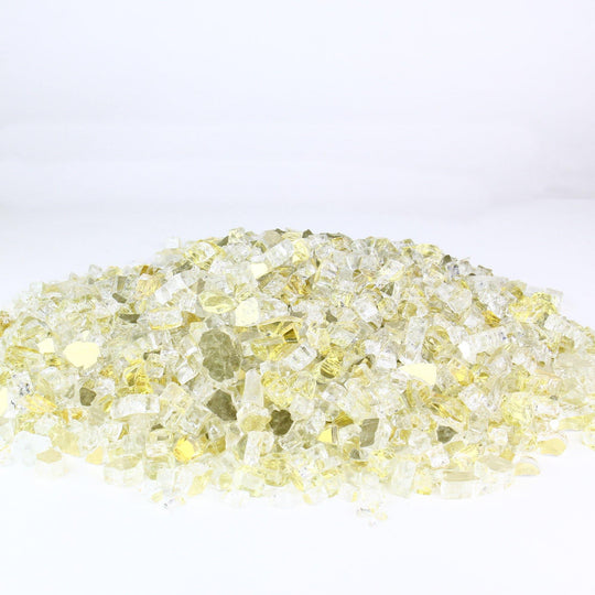 Pack of 30 LBS Gold Tempered Glass Reflective Fire Glass 0.5"