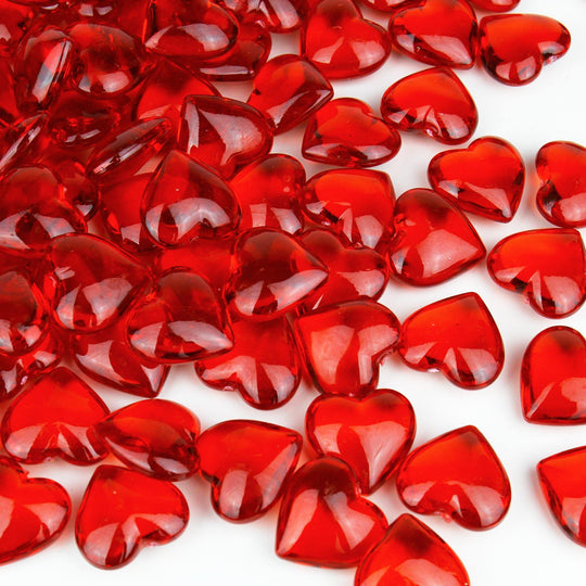 Pack of 24 LBS Red Acrylic Vase Filler Heart Shaped D-1.18"