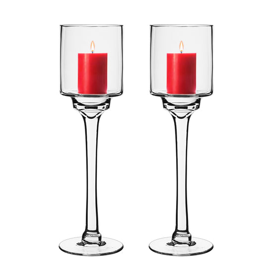 Pack of 6 PCS Clear Glass Contemporary Candle Holder D-4" H-14"