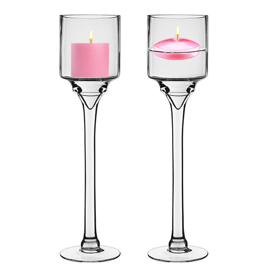 Pack of 6 PCS Clear Glass Contemporary Candle Holder D-4" H-16"