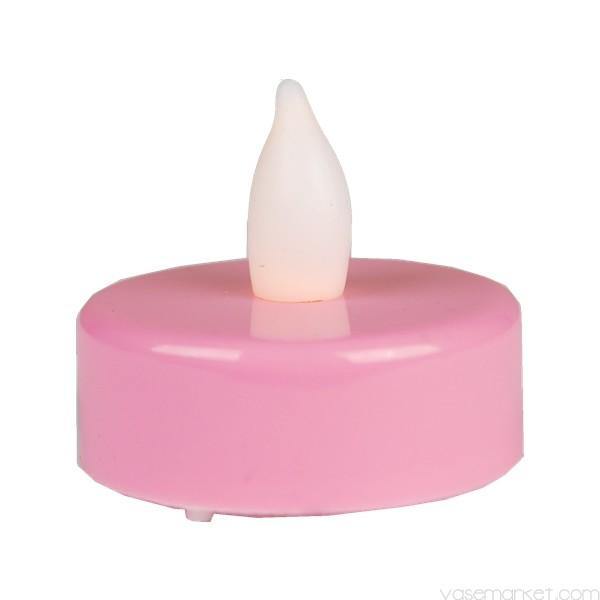 Pink LED Round Shape Tealight Flameless Candle D-1.5 H-1.5 - Pack of 720 PCS - Modern Vase and Gift