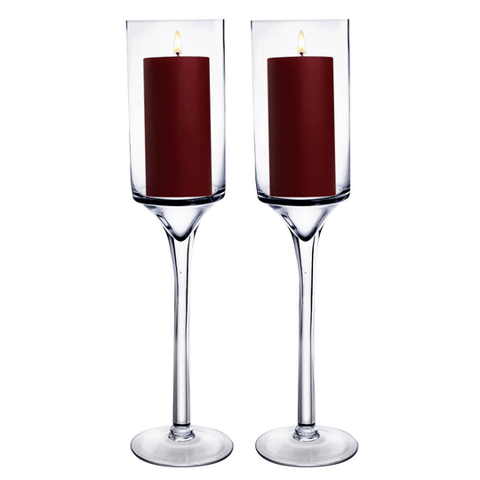 Pack of 4 PCS Clear Glass Contemporary Candle Holder D-5" H-24"
