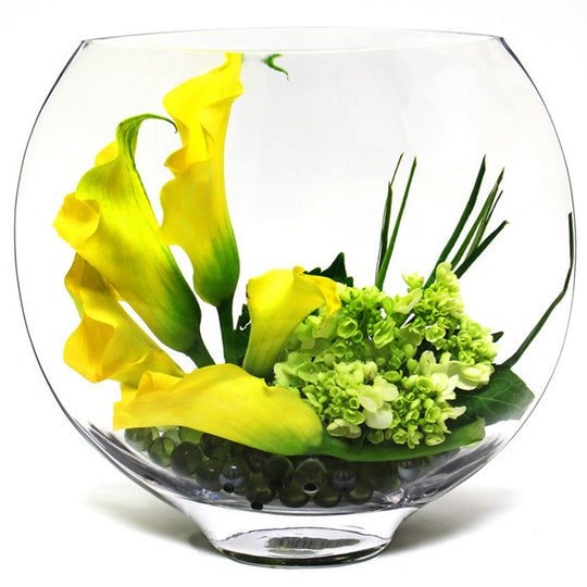 2 PCS Clear Glass Moon Shaped Oval Flat Display Bowl Vase H-11.75" W-14"